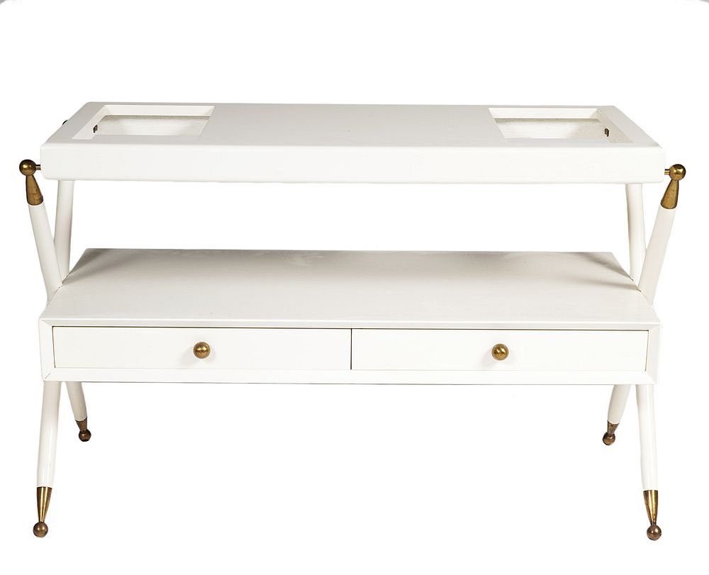 Appraisal: Vintage Gio Ponti Style Tier White Lacquer Table Vintage Gio