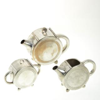 Appraisal: Argentinean Art Deco silver plated tea set Argentinean Art Deco