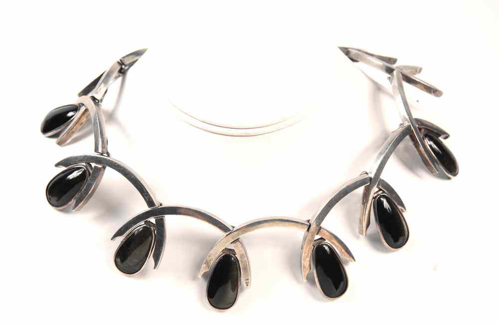 Appraisal: NECKLACE - Ca Sterling and onyx necklace marked 'Antonio Pineda'