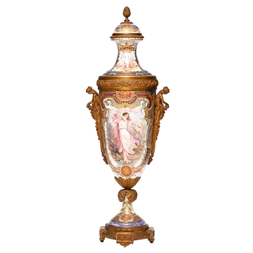 Appraisal: A French ormolu mounted Vienna style vase and cover c