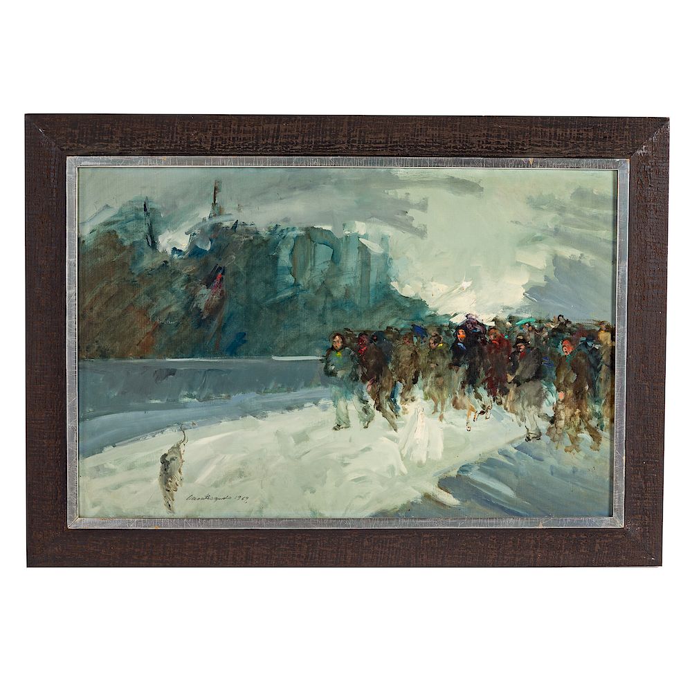 Appraisal: Continental School th century oil on canvas Untitled Migration From