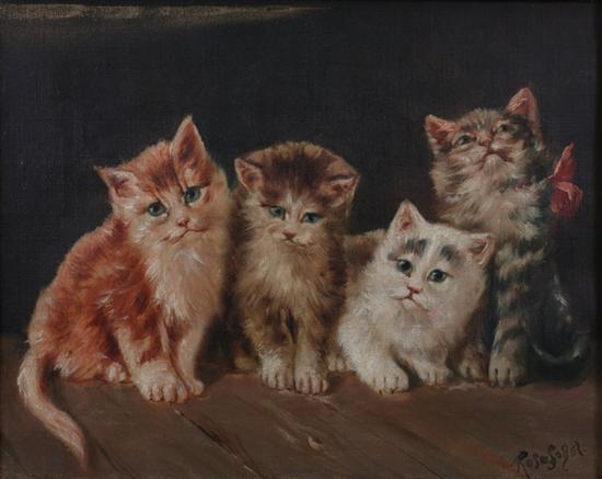 Appraisal: ROSE SOBEL American th century KITTENS signed lower right Oil