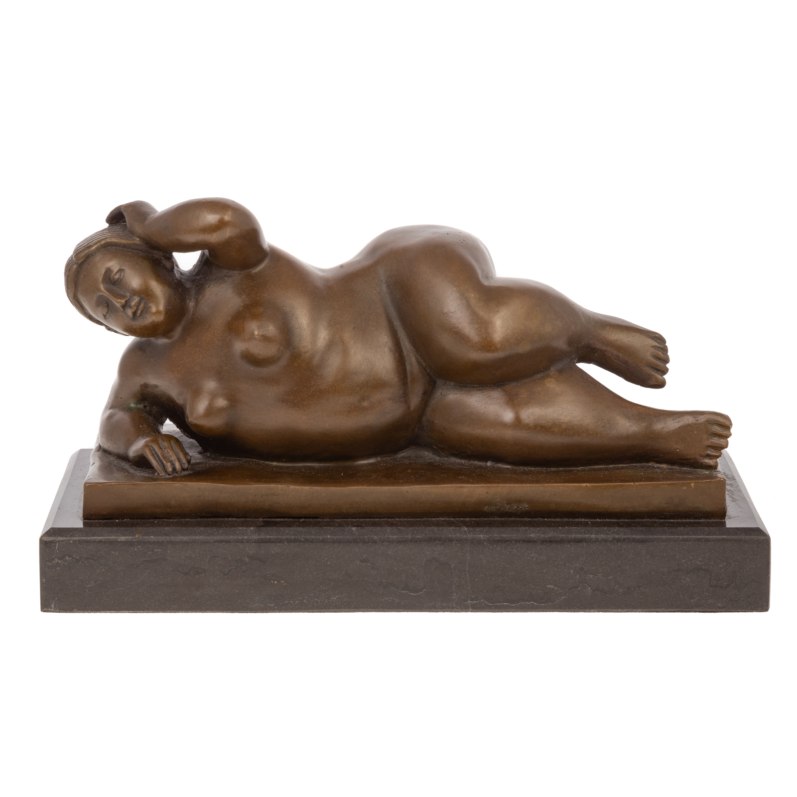 Appraisal: AFTER FERNANDO BOTERO RECLINING WOMAN BRONZE Colombian b Cast and