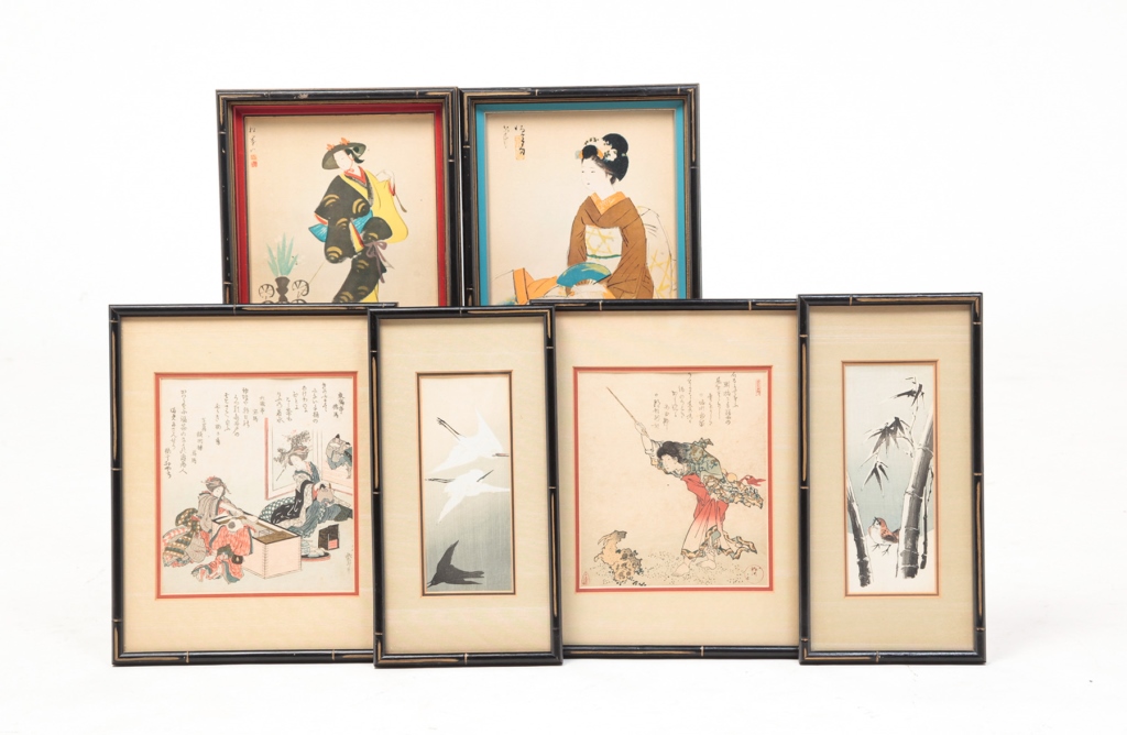 Appraisal: Twentieth century Includes two prints of geishas w h two