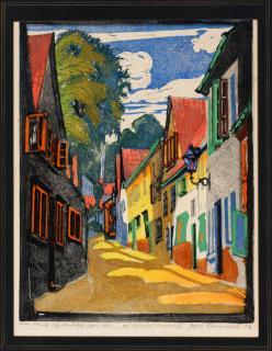 Appraisal: GERMAN EXPRESSIONIST COLOR WOODBLOCK PRINT GERMAN EXPRESSIONIST COLOR WOODBLOCK PRINT