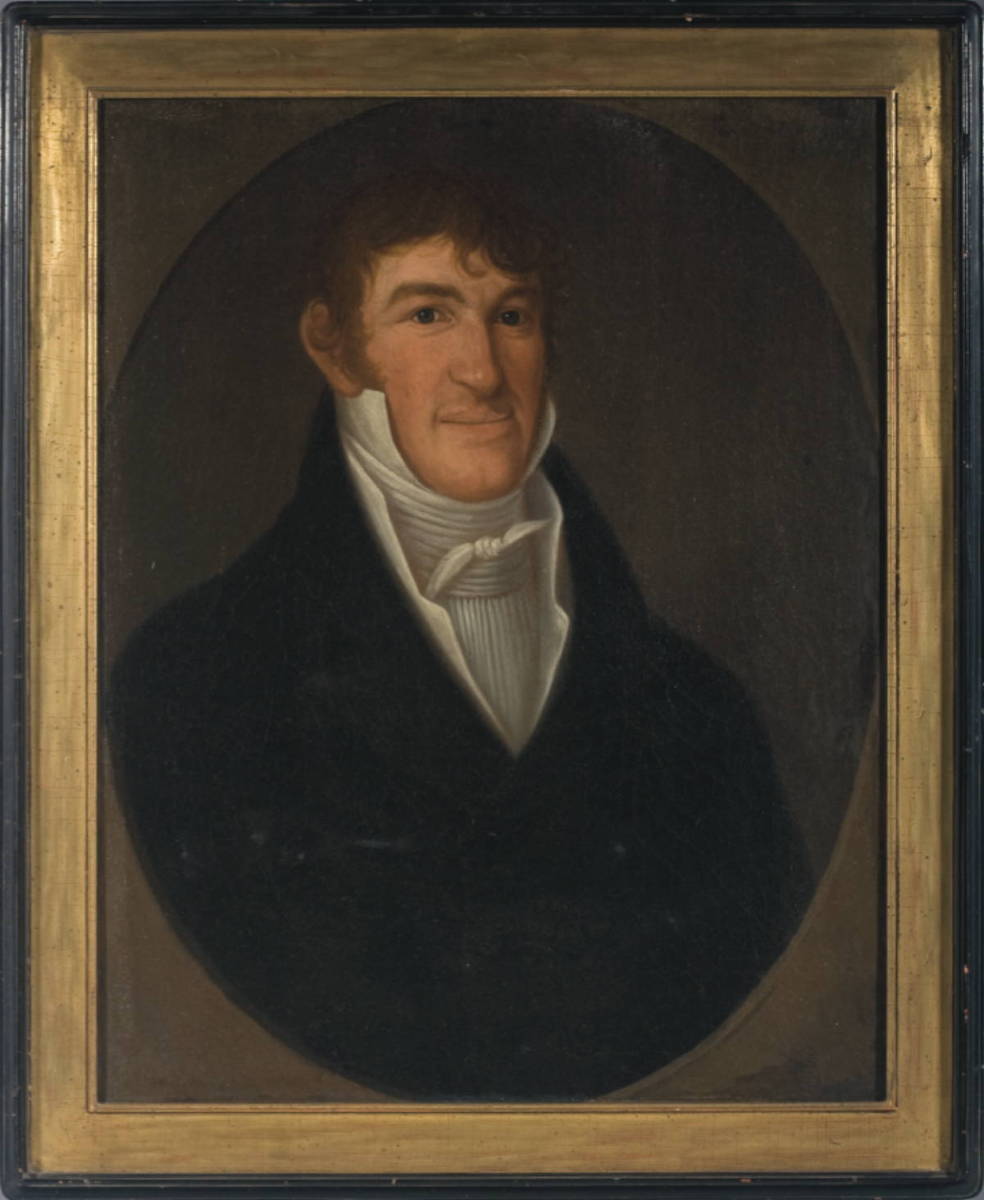 Appraisal: EARLY PORTRAIT OF A GENTLEMAN Depicted in oval format with