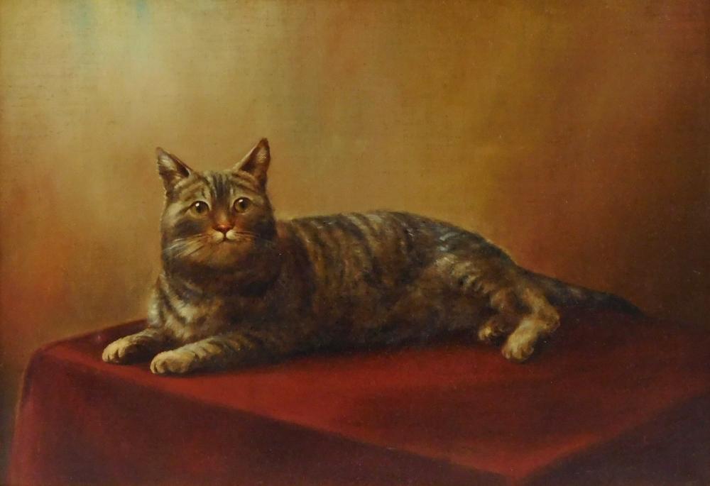 Appraisal: American School Portrait of a Tabby Cat signed C F