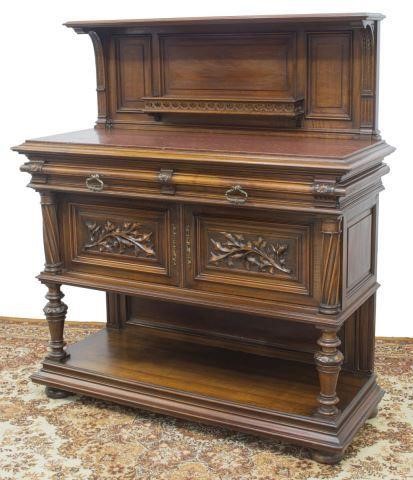 Appraisal: French Renaissance Revival walnut server late th c paneled back