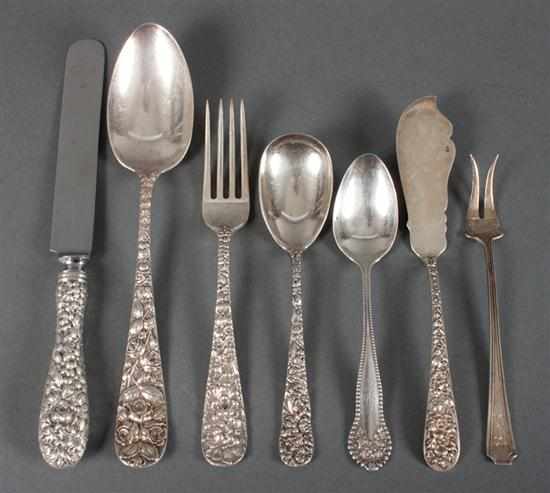 Appraisal: Assorted American repousse and other sterling silver flatware and serving