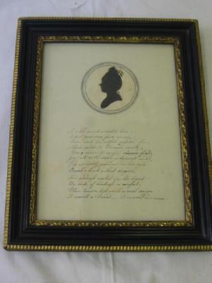 Appraisal: ENGLISH SCHOOL Ann Kinder silhouette roundel profile to the left