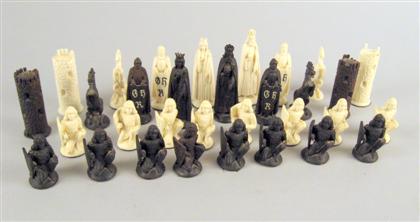 Appraisal: South German carved ivory and limewood chess set late th