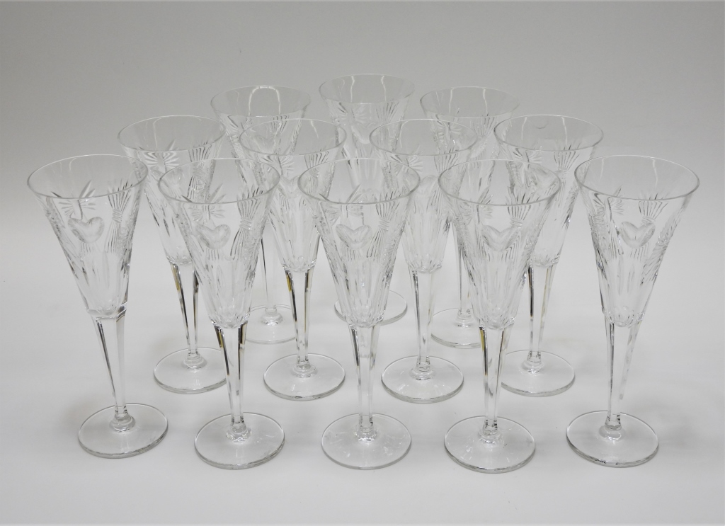 Appraisal: PC WATERFORD MILLENIUM CHAMPAGNE FLUTES Ireland th CenturyFlared rim cut