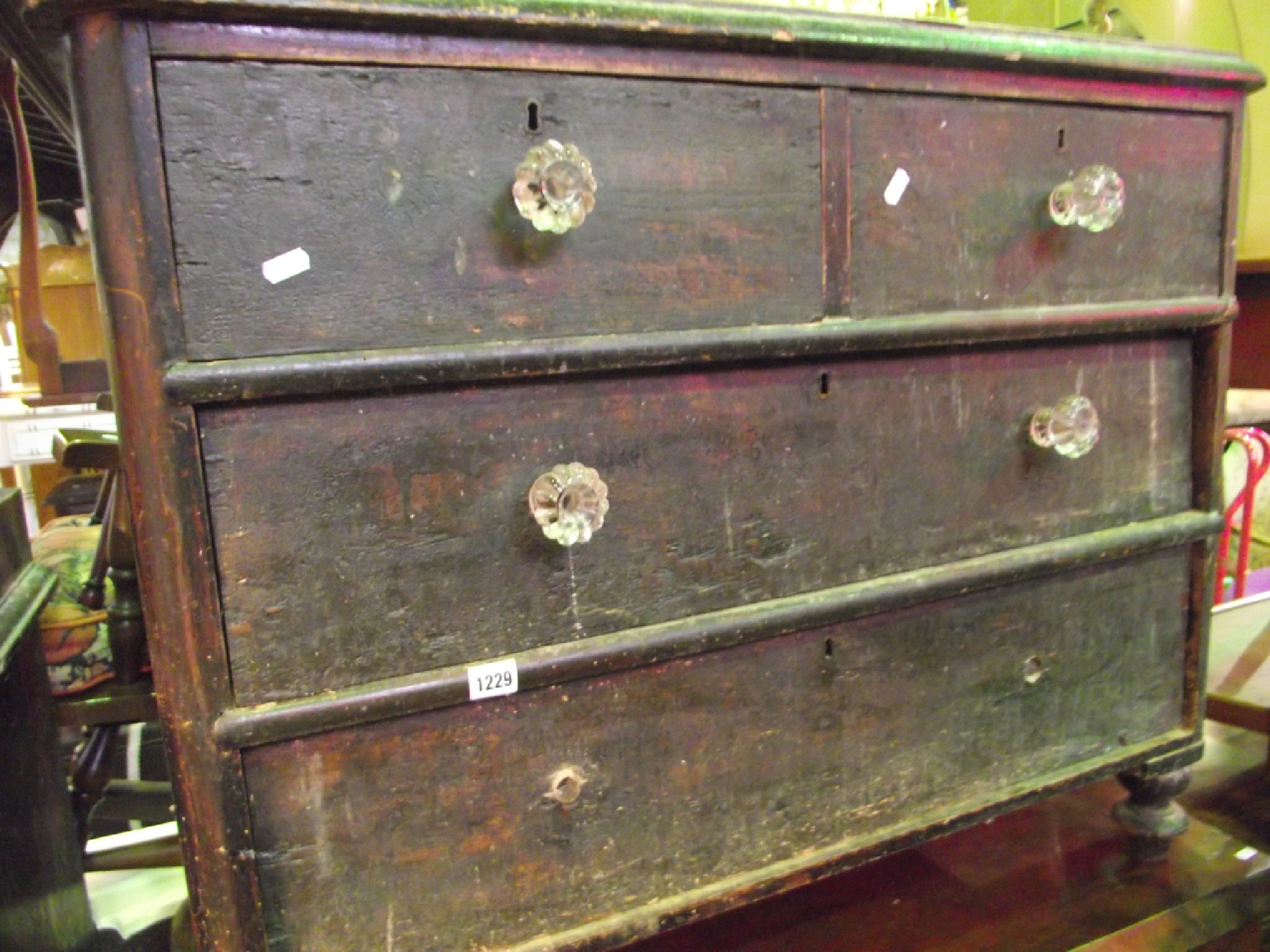 Appraisal: A Victorian stained pine bedroom chest of two long and