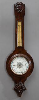 Appraisal: French Carved Walnut Faux Bois Barometer th c the top