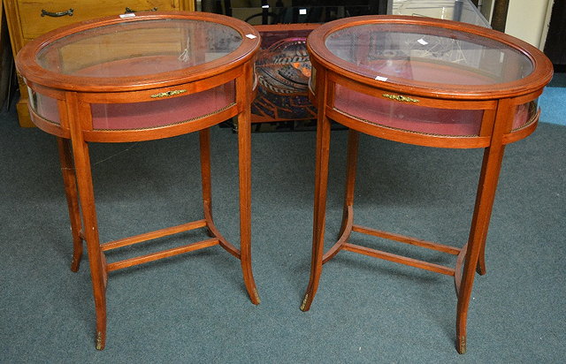 Appraisal: A pair of stained beechwood bijouterie tablesin the Sheraton style