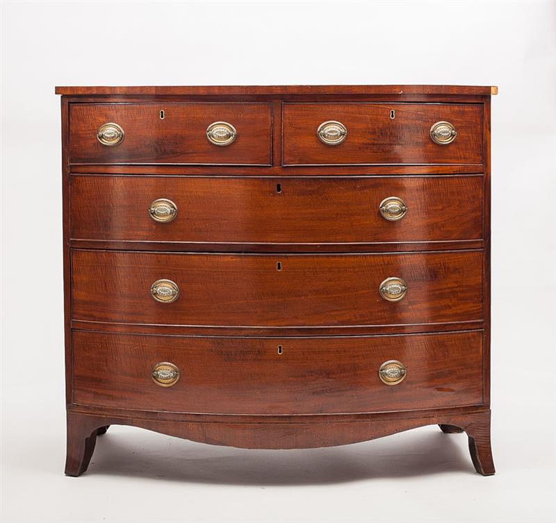 Appraisal: George III Mahogany Bow-Front Chest of Drawers x x in