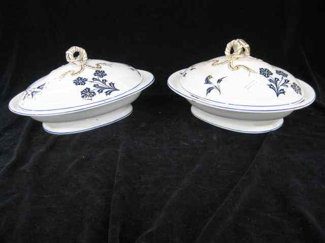 Appraisal: Pair of Wedgwood Ironstone Covered VegetableDishes circa ribbon handles ''