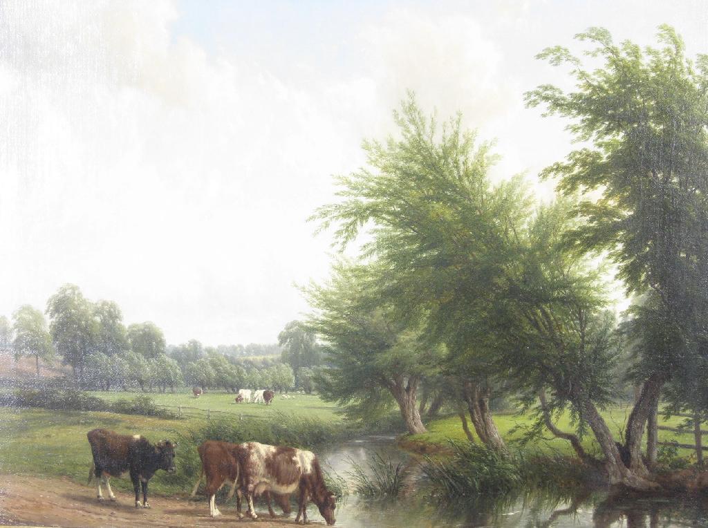 Appraisal: THOMAS BAKER OF LEAMINGTON - A Wooded Landscape with Cattle