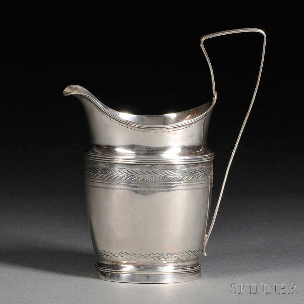 Appraisal: Classical Silver Cream Jug John Lynch Baltimore c oval form