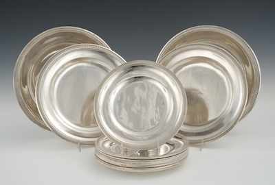 Appraisal: A Set of Antique French Silver Plates and Chargers ca