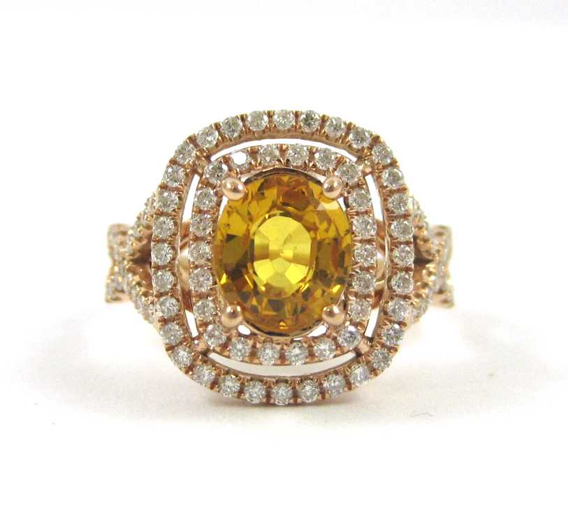 Appraisal: YELLOW SAPPHIRE DIAMOND AND ROSE GOLD RING The k rose