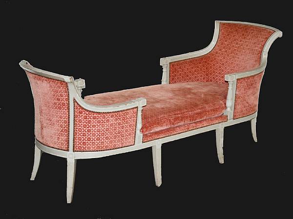 Appraisal: A Louis XVI style painted beechwood upholstered daybed late th