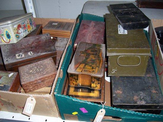 Appraisal: A quantity of tin cash boxes sundry tins and boxes