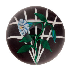 Appraisal: A Charles Kaziun Jr Convolvulus on White Fan Trellis Glass