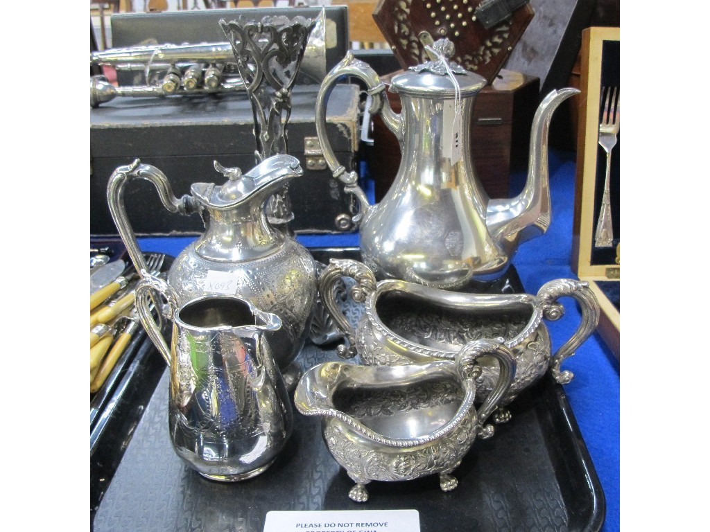 Appraisal: A tray lot of of EP - coffee pot water