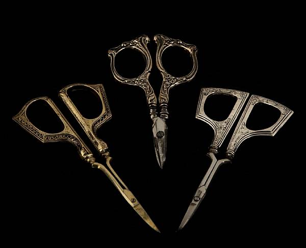 Appraisal: A group of sterling mounted cuticle scissors Comprising pairs one