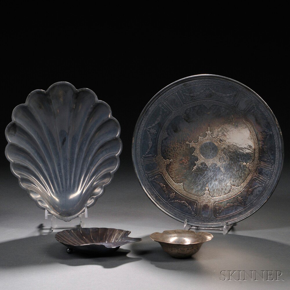 Appraisal: Three American Sterling Silver Dishes a Gorham shell-form dish on