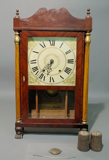 Appraisal: Mahogany mantel clock by Atkins Downs for George Mitchell Bristol