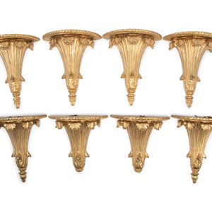 Appraisal: A Set of Eight Continental Giltwood Brackets th Century Height