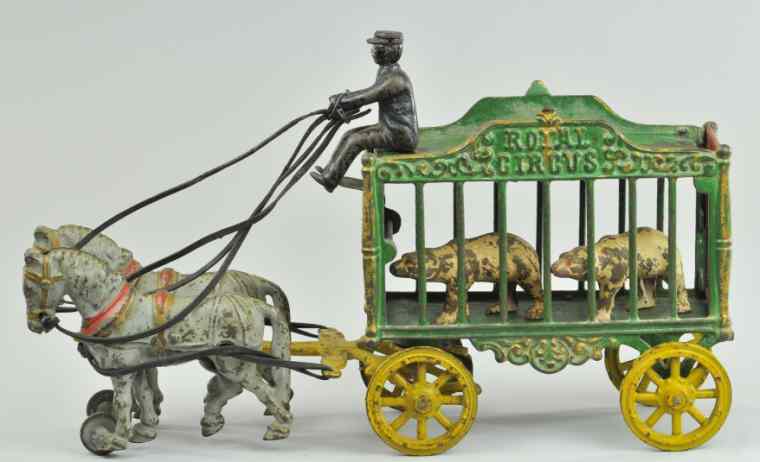 Appraisal: ROYAL CIRCUS BEAR CAGE WAGON Hubley cast iron ornate cage