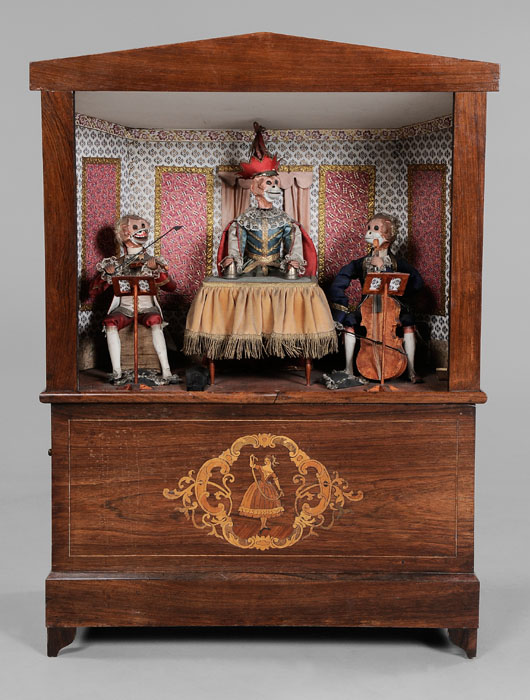 Appraisal: Three-Monkey Automaton French mid th century probably made by Thibauville