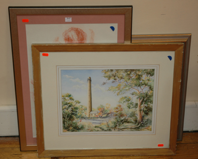 Appraisal: GROUP OF THREE ARTWORKS INCLUDING CHERYL KELLY WATERCOLOUR