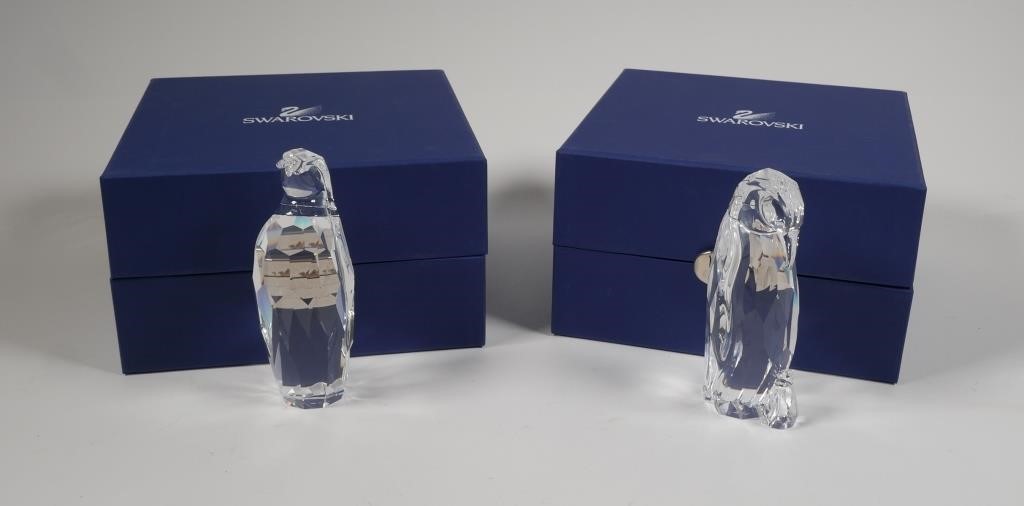 Appraisal: Pair of crystal Penguin figures by Swarovski including Mutter Mother