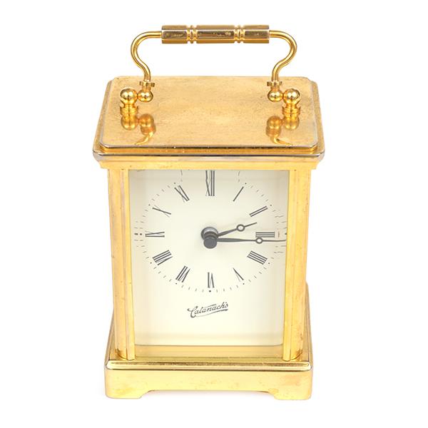 Appraisal: A BRASS CASED QUATZ MOVEMENT CARRIAGE CLOCK