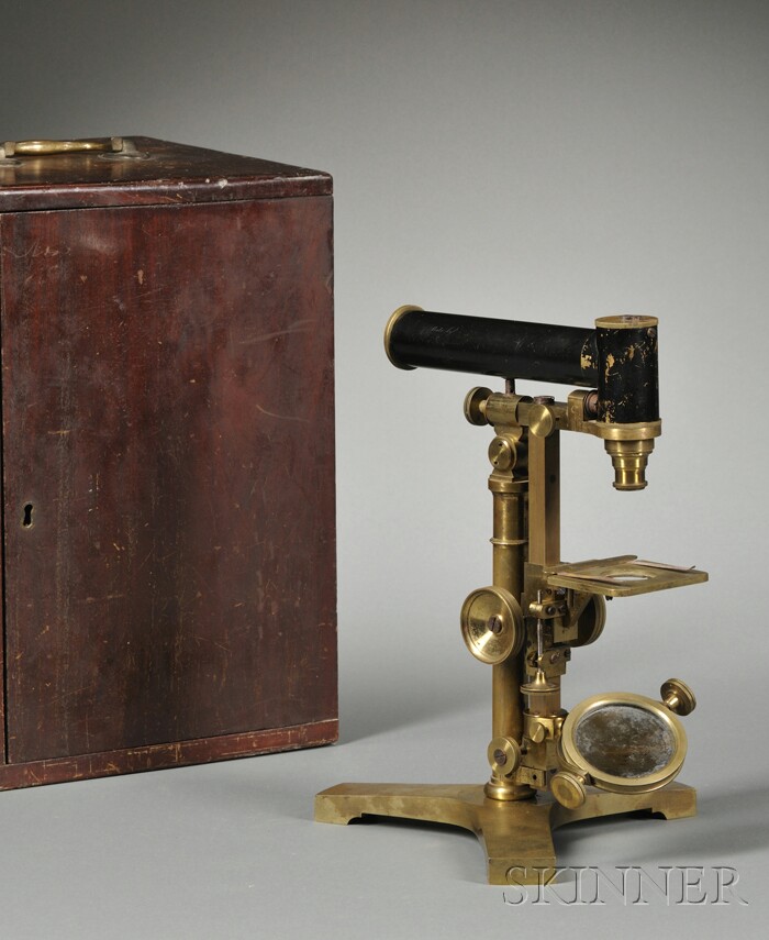 Appraisal: Charles Spencer Brass Convertible Horizontal Vertical Microscope Canastota New York