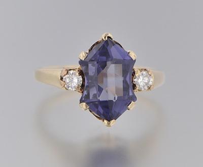 Appraisal: A Ladies' Synthetic Color Change Sapphire and Diamond Ring k