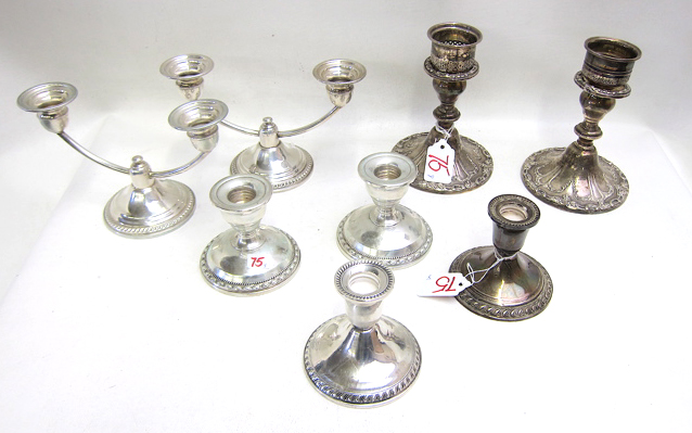 Appraisal: THREE PAIR STERLING CANDLESTICKS AND PAIR OF CANDELABRA pieces various