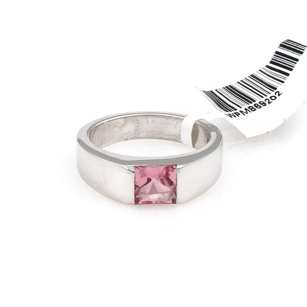 Appraisal: K White Gold Cartier Tank Solo Pink Tourmaline Solitaire Ring