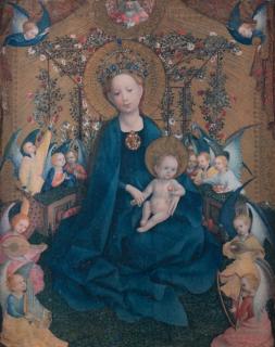 Appraisal: Chromolithograph of Virgin and Child Framed under glass measures approximately