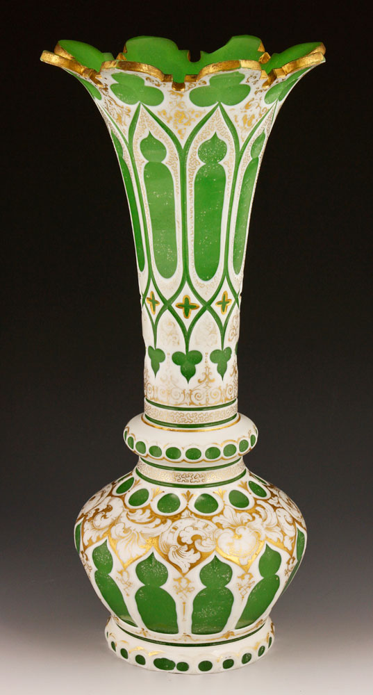 Appraisal: - th C Bohemian Glass Vase th century Bohemian overlay