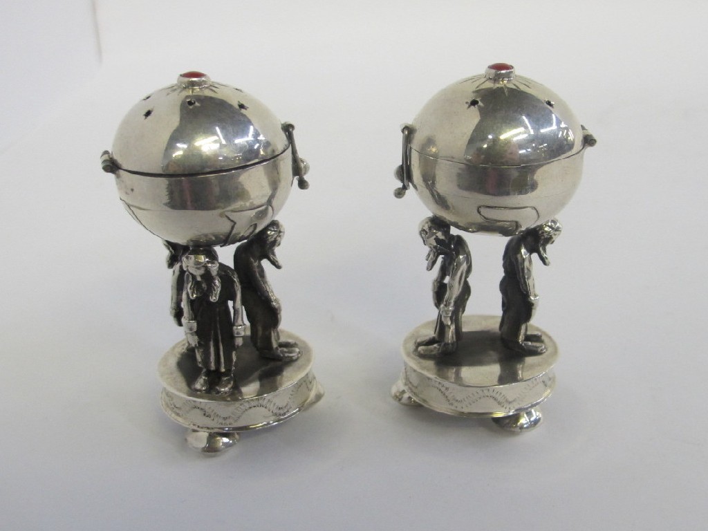 Appraisal: Pair of Russian silver novelty condiments - two male figures