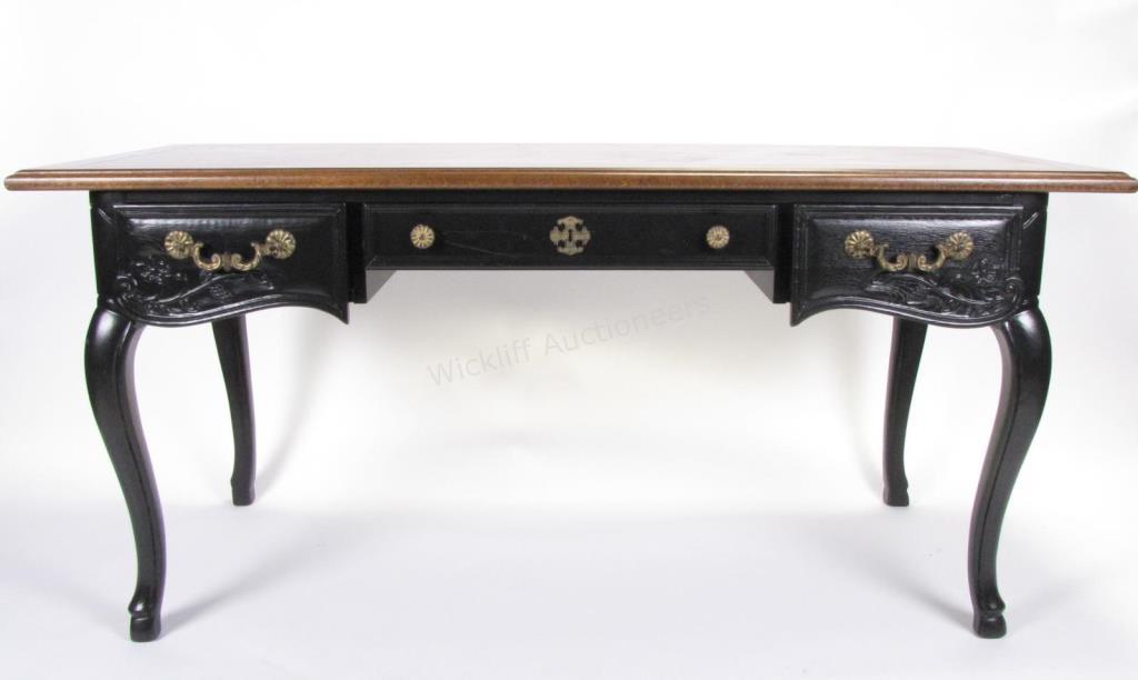 Appraisal: A period-style writing desk by Thomasville with painted base three