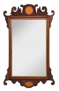 Appraisal: George III Inlaid Mahogany Mirror British circa with scrolled and