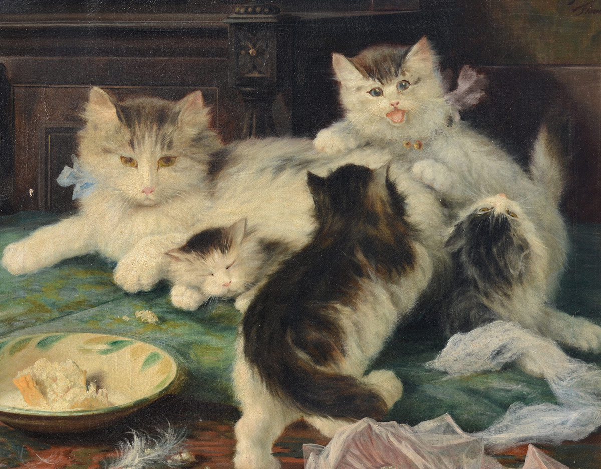 Appraisal: BARZANTI Licinio Italian - Mother Cat and Kittens at Play