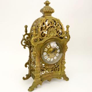 Appraisal: th Century French Pierced Gilt Bronze Mantle Clock th Century