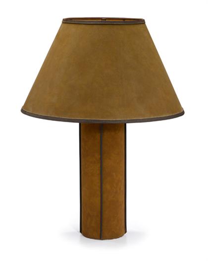 Appraisal: Suede table lamp george kovacs - Conical shade on a